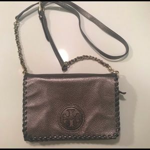 Authentic Tory Burch metallic crossbody